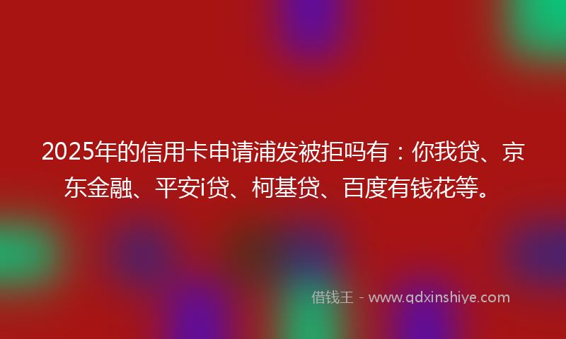 2025年的信用卡申请浦发被拒吗有:你我贷、京东金融、平安i贷、柯基贷、百度有钱花等。
