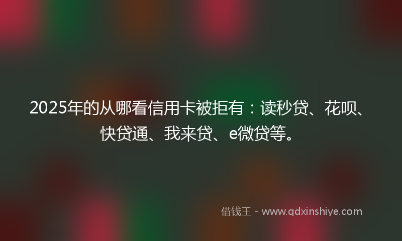 2025年的从哪看信用卡被拒有：读秒贷、花呗、快贷通、我来贷、e微贷等。