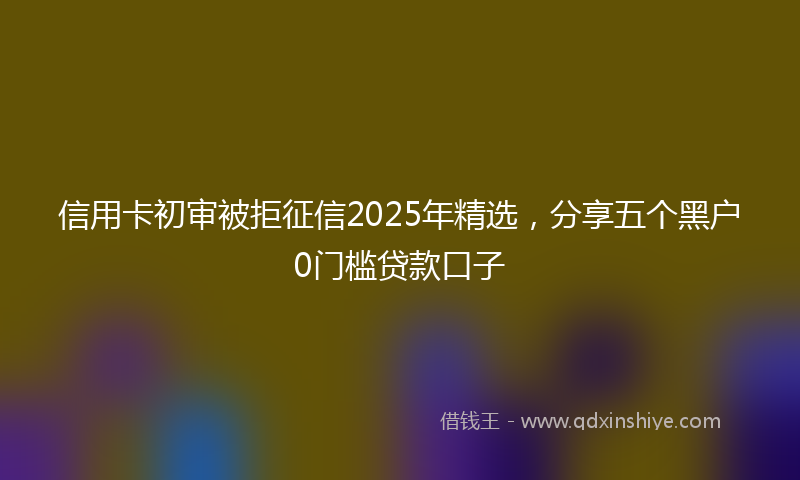 信用卡初审被拒征信2025年精选，分享五个黑户0门槛贷款口子