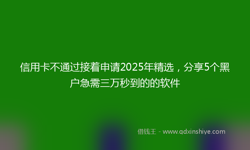 信用卡不通过接着申请2025年精选，分享5个黑户急需三万秒到的的软件
