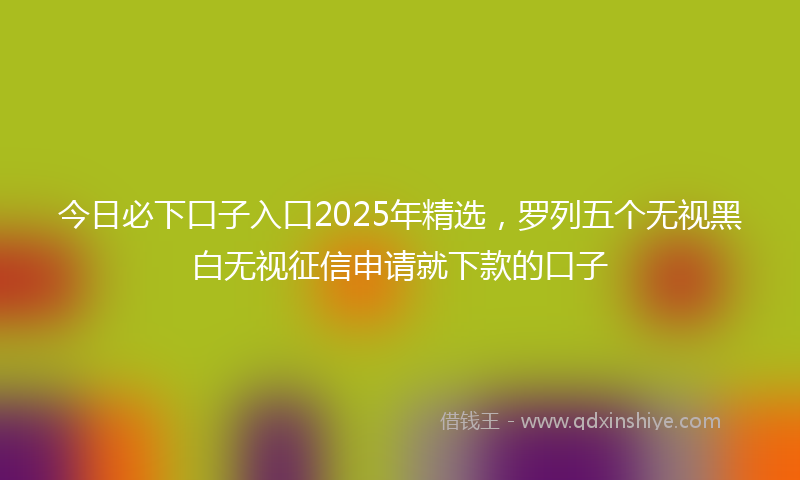 今日必下口子入口2025年精选，罗列五个无视黑白无视征信申请就下款的口子
