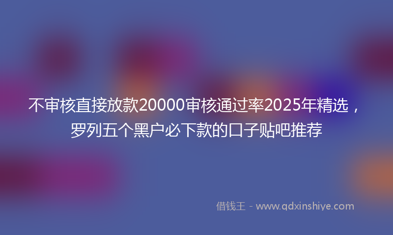 不审核直接放款20000审核通过率2025年精选，罗列五个黑户必下款的口子贴吧推荐