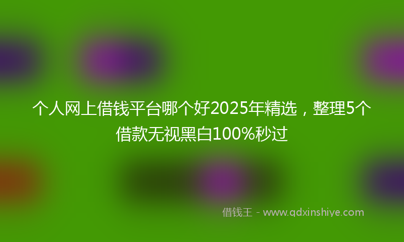 个人网上借钱平台哪个好2025年精选，整理5个借款无视黑白100%秒过