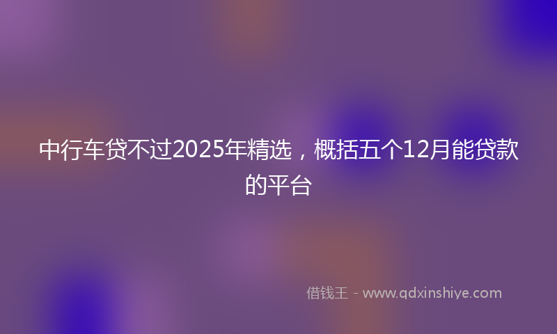 中行车贷不过2025年精选，概括五个12月能贷款的平台