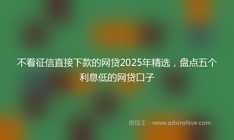 不看征信直接下款的网贷2025年精选，盘点五个利息低的网贷口子