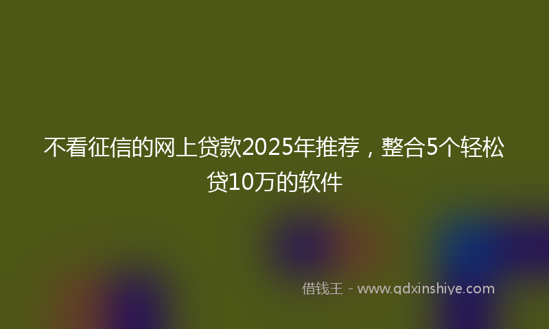 不看征信的网上贷款2025年推荐，整合5个轻松贷10万的软件