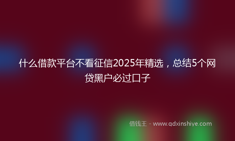 什么借款平台不看征信2025年精选，总结5个网贷黑户必过口子