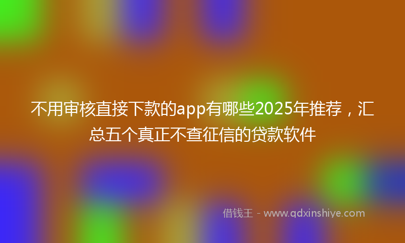 不用审核直接下款的app有哪些2025年推荐，汇总五个真正不查征信的贷款软件