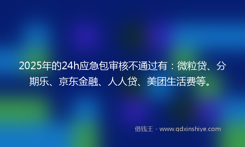 2025年的24h应急包审核不通过有：微粒贷、分期乐、京东金融、人人贷、美团生活费等。