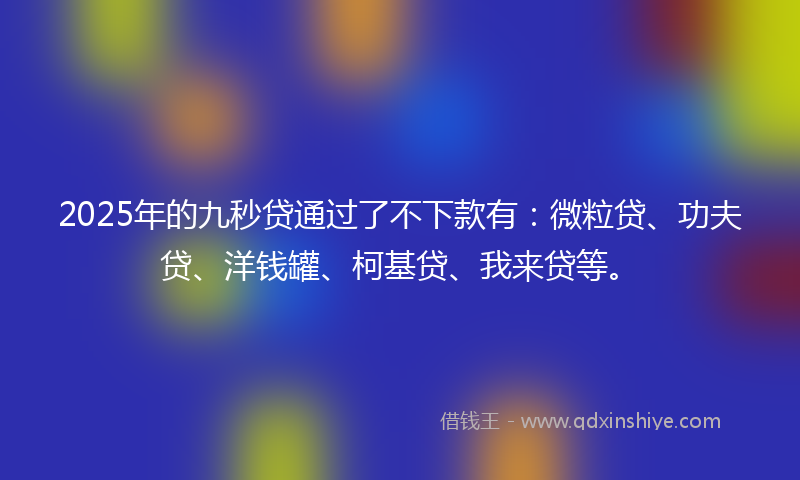 2025年的九秒贷通过了不下款有：微粒贷、功夫贷、洋钱罐、柯基贷、我来贷等。