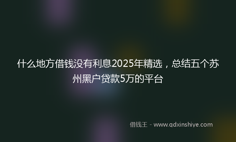 什么地方借钱没有利息2025年精选，总结五个苏州黑户贷款5万的平台