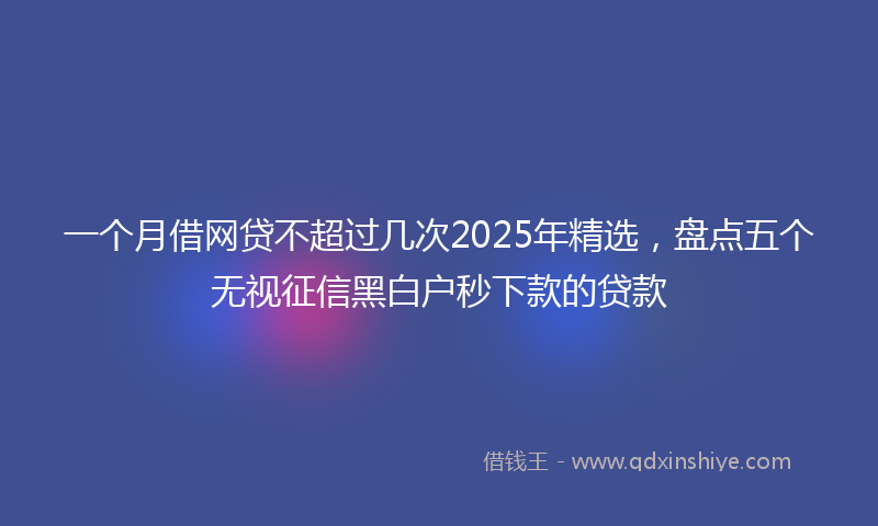 一个月借网贷不超过几次2025年精选，盘点五个无视征信黑白户秒下款的贷款