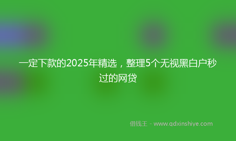 一定下款的2025年精选，整理5个无视黑白户秒过的网贷