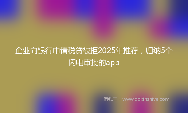 企业向银行申请税贷被拒2025年推荐，归纳5个闪电审批的app