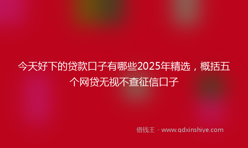 今天好下的贷款口子有哪些2025年精选，概括五个网贷无视不查征信口子
