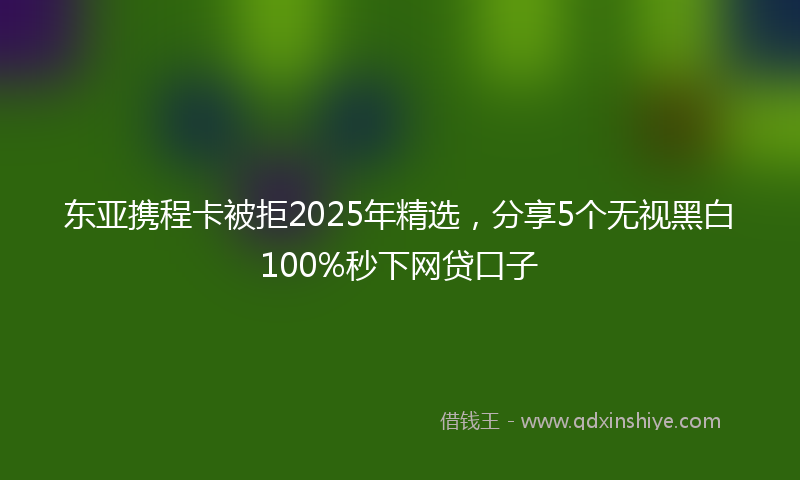 东亚携程卡被拒2025年精选，分享5个无视黑白100%秒下网贷口子