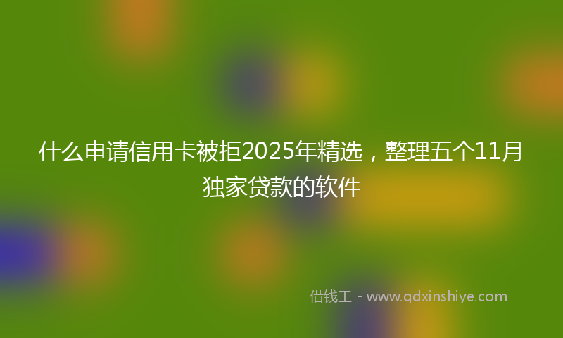什么申请信用卡被拒2025年精选，整理五个11月独家贷款的软件