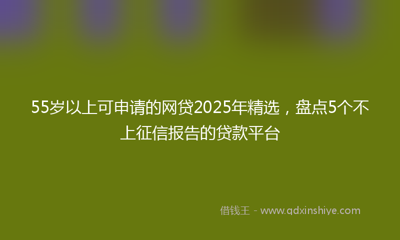 55岁以上可申请的网贷2025年精选，盘点5个不上征信报告的贷款平台