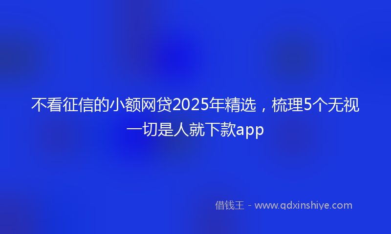 不看征信的小额网贷2025年精选，梳理5个无视一切是人就下款app