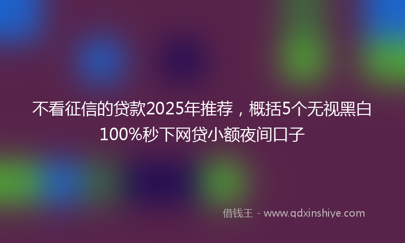 不看征信的贷款2025年推荐，概括5个无视黑白100%秒下网贷小额夜间口子