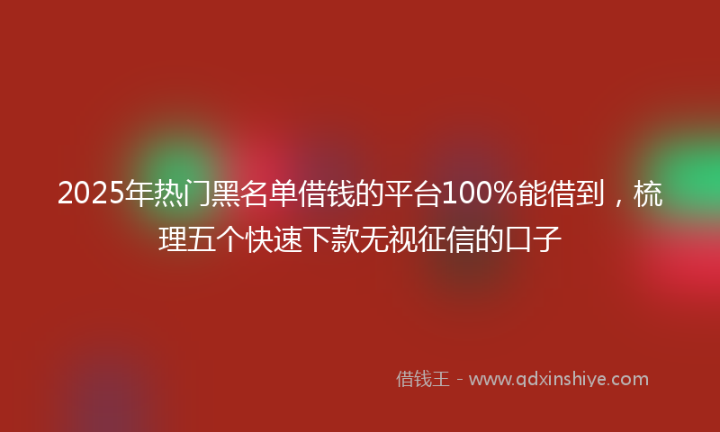 2025年热门黑名单借钱的平台100%能借到，梳理五个快速下款无视征信的口子