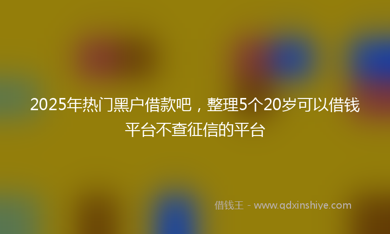 2025年热门黑户借款吧，整理5个20岁可以借钱平台不查征信的平台