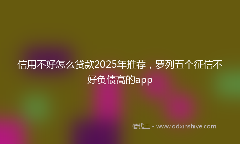 信用不好怎么贷款2025年推荐，罗列五个征信不好负债高的app