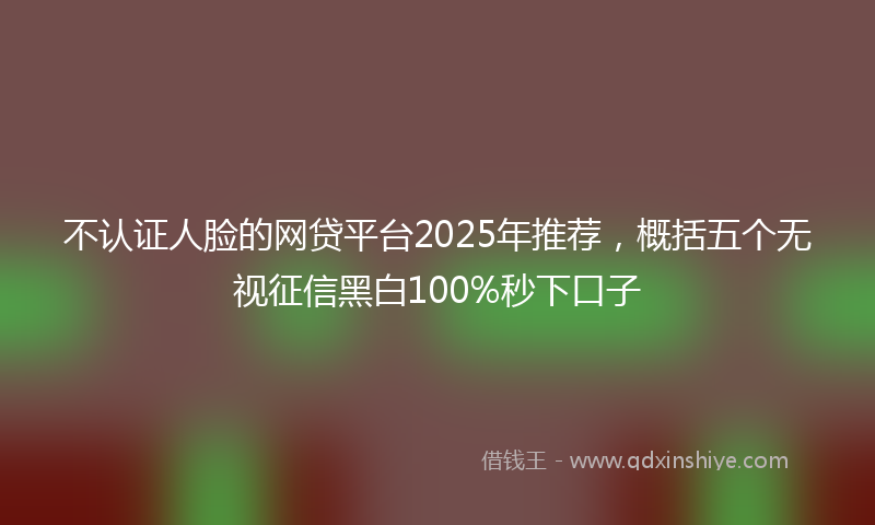 不认证人脸的网贷平台2025年推荐，概括五个无视征信黑白100%秒下口子