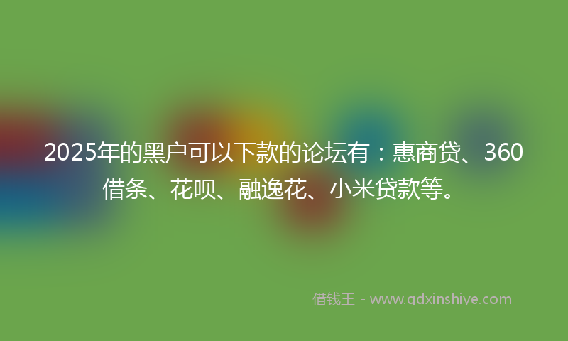 2025年的黑户可以下款的论坛有：惠商贷、360借条、花呗、融逸花、小米贷款等。