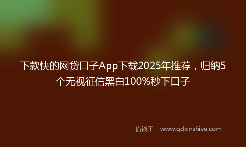 下款快的网贷口子App下载2025年推荐，归纳5个无视征信黑白100%秒下口子