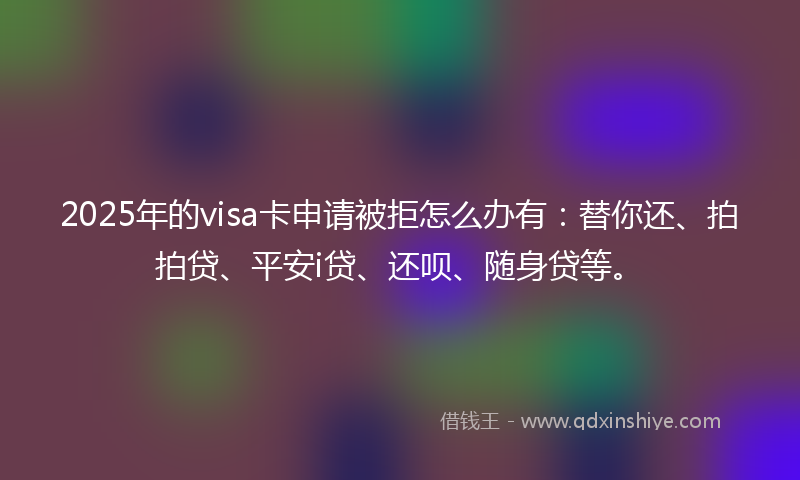 2025年的visa卡申请被拒怎么办有：替你还、拍拍贷、平安i贷、还呗、随身贷等。