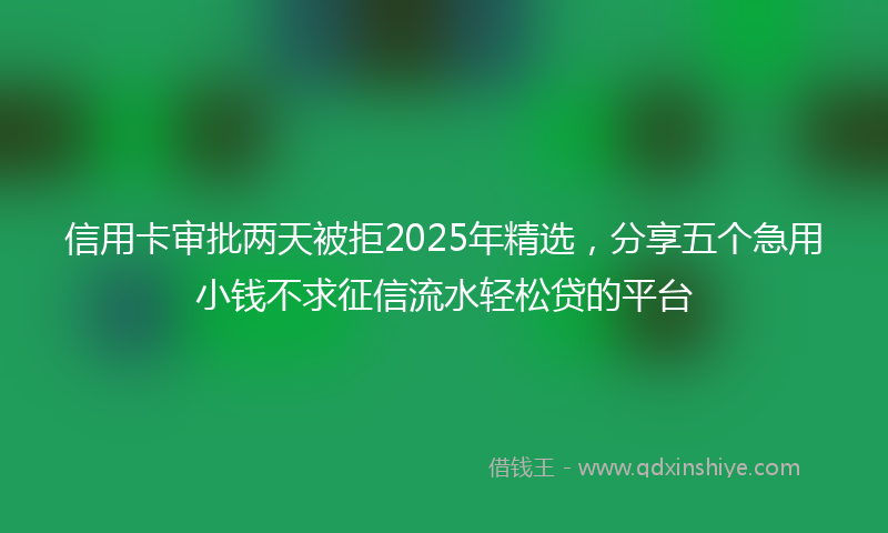 信用卡审批两天被拒2025年精选，分享五个急用小钱不求征信流水轻松贷的平台