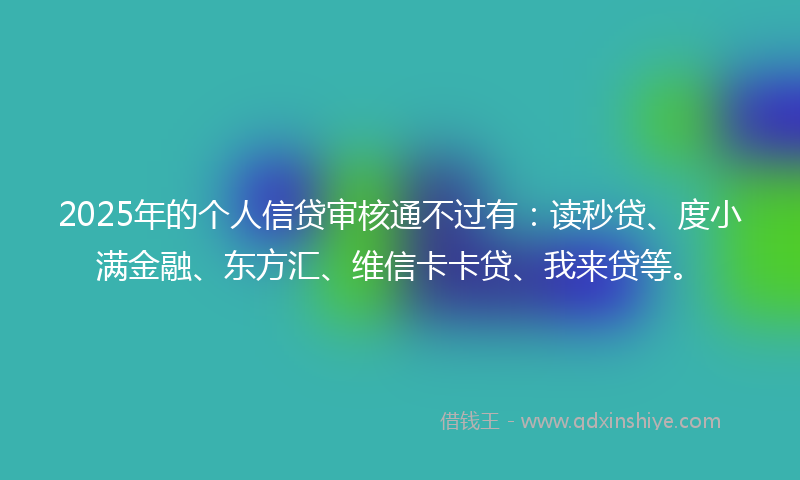 2025年的个人信贷审核通不过有：读秒贷、度小满金融、东方汇、维信卡卡贷、我来贷等。