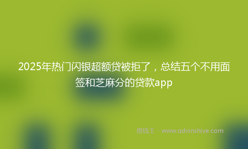 2025年热门闪银超额贷被拒了，总结五个不用面签和芝麻分的贷款app