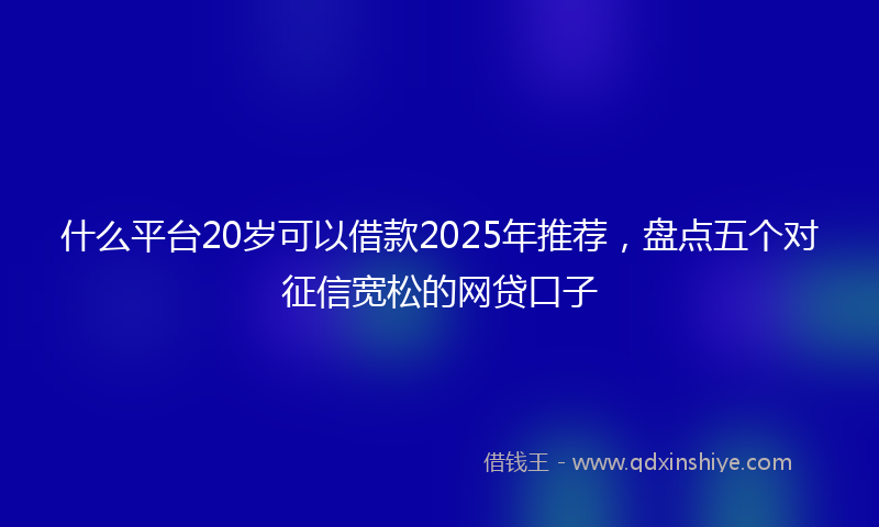 什么平台20岁可以借款2025年推荐，盘点五个对征信宽松的网贷口子