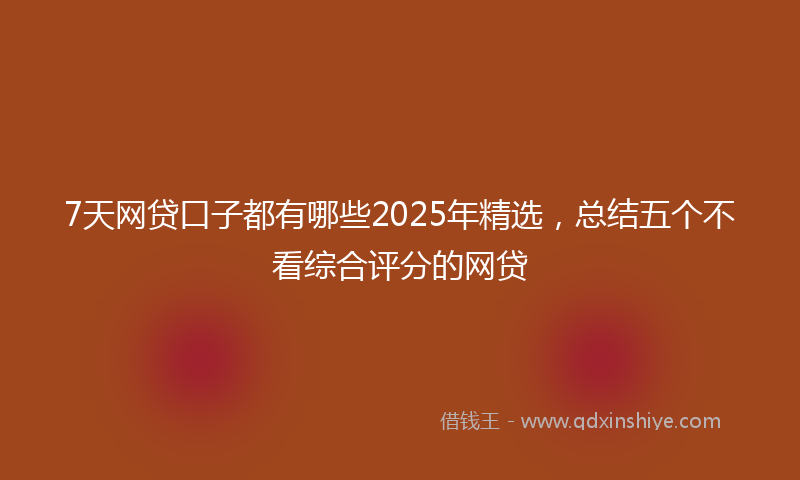 7天网贷口子都有哪些2025年精选，总结五个不看综合评分的网贷