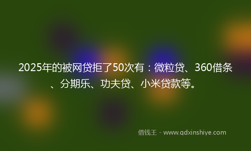 2025年的被网贷拒了50次有：微粒贷、360借条、分期乐、功夫贷、小米贷款等。