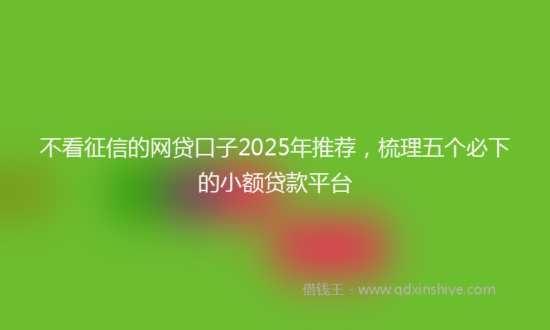 不看征信的网贷口子2025年推荐，梳理五个必下的小额贷款平台