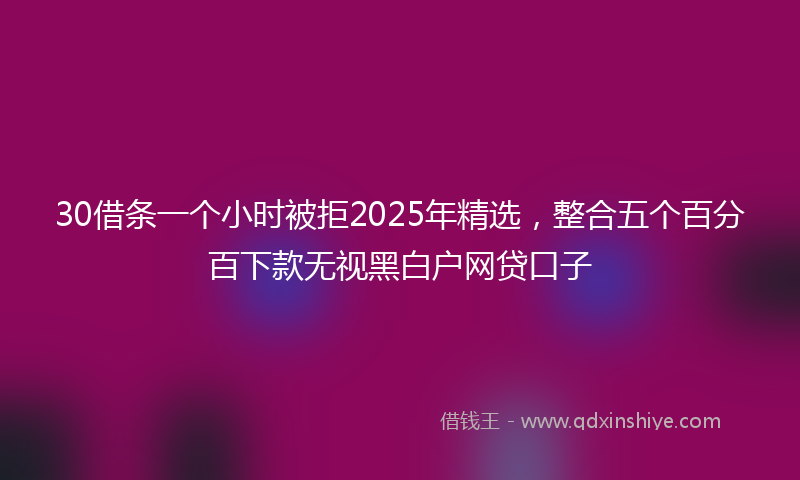30借条一个小时被拒2025年精选，整合五个百分百下款无视黑白户网贷口子