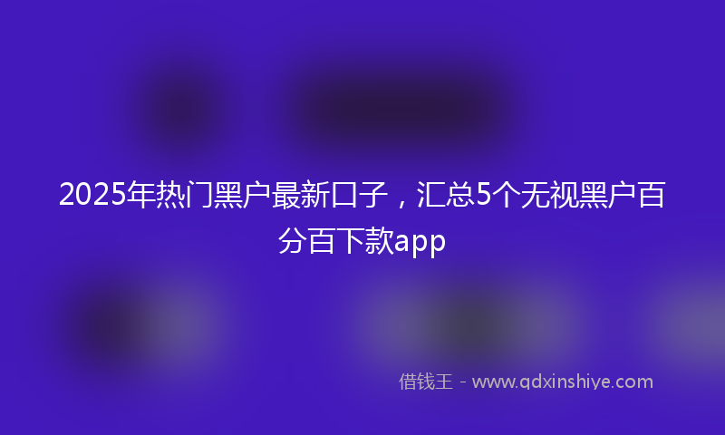 2025年热门黑户最新口子，汇总5个无视黑户百分百下款app