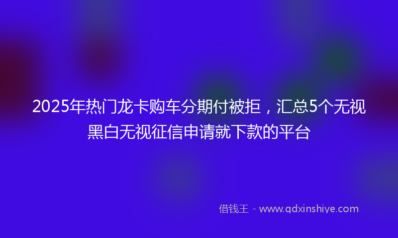 2025年热门龙卡购车分期付被拒，汇总5个无视黑白无视征信申请就下款的平台