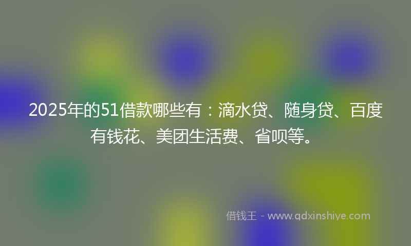 2025年的51借款哪些有：滴水贷、随身贷、百度有钱花、美团生活费、省呗等。