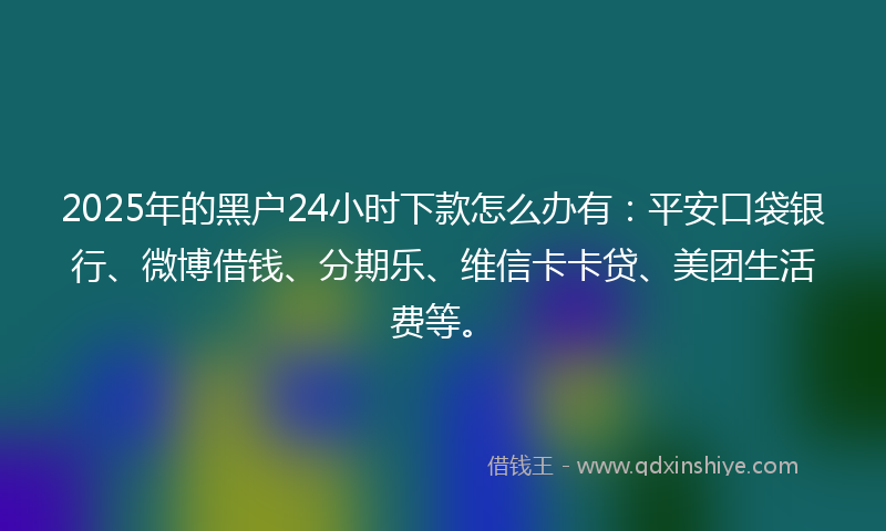 2025年的黑户24小时下款怎么办有：平安口袋银行、微博借钱、分期乐、维信卡卡贷、美团生活费等。