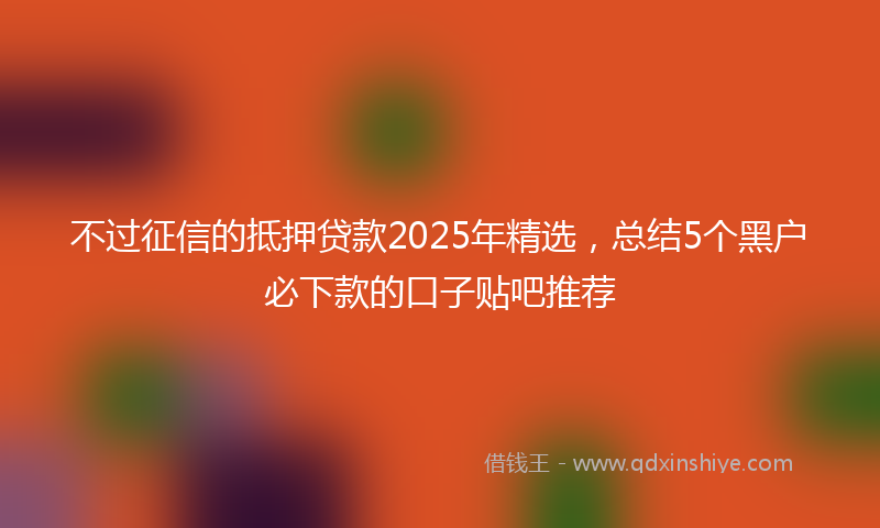 不过征信的抵押贷款2025年精选，总结5个黑户必下款的口子贴吧推荐