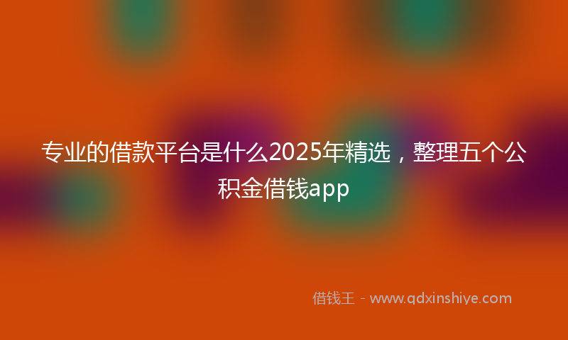专业的借款平台是什么2025年精选，整理五个公积金借钱app