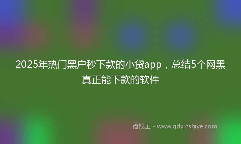 2025年热门黑户秒下款的小贷app，总结5个网黑真正能下款的软件