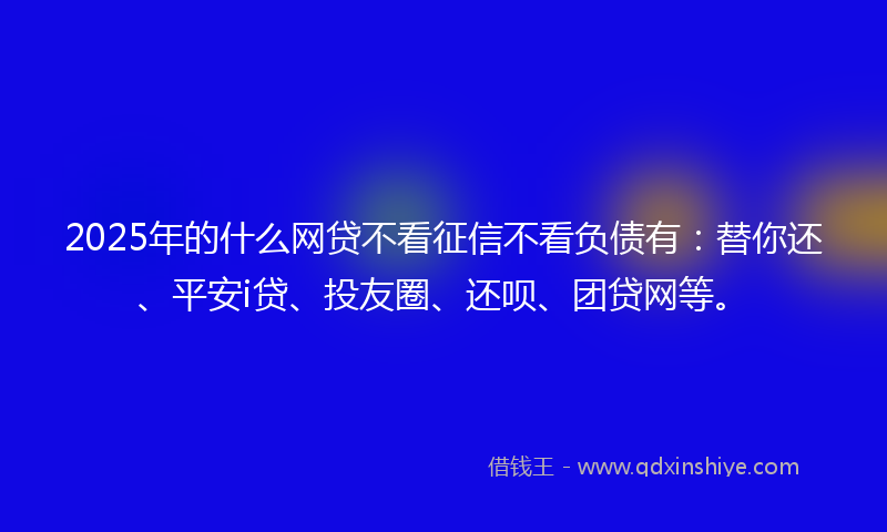 2025年的什么网贷不看征信不看负债有：替你还、平安i贷、投友圈、还呗、团贷网等。