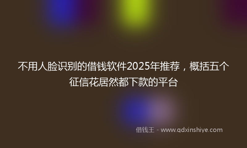 不用人脸识别的借钱软件2025年推荐，概括五个征信花居然都下款的平台