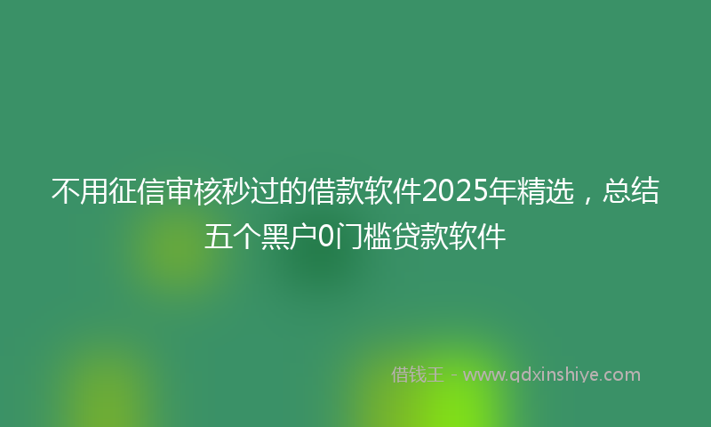 不用征信审核秒过的借款软件2025年精选，总结五个黑户0门槛贷款软件