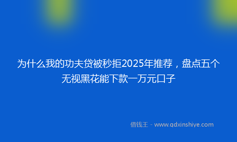 为什么我的功夫贷被秒拒2025年推荐，盘点五个无视黑花能下款一万元口子